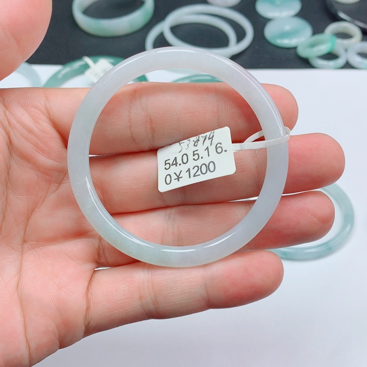 翡翠未镶嵌手镯54-55叮当