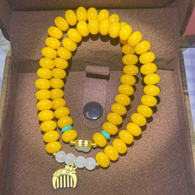 JG0047-黄菩提梳子葫芦双圈手串（无礼盒）