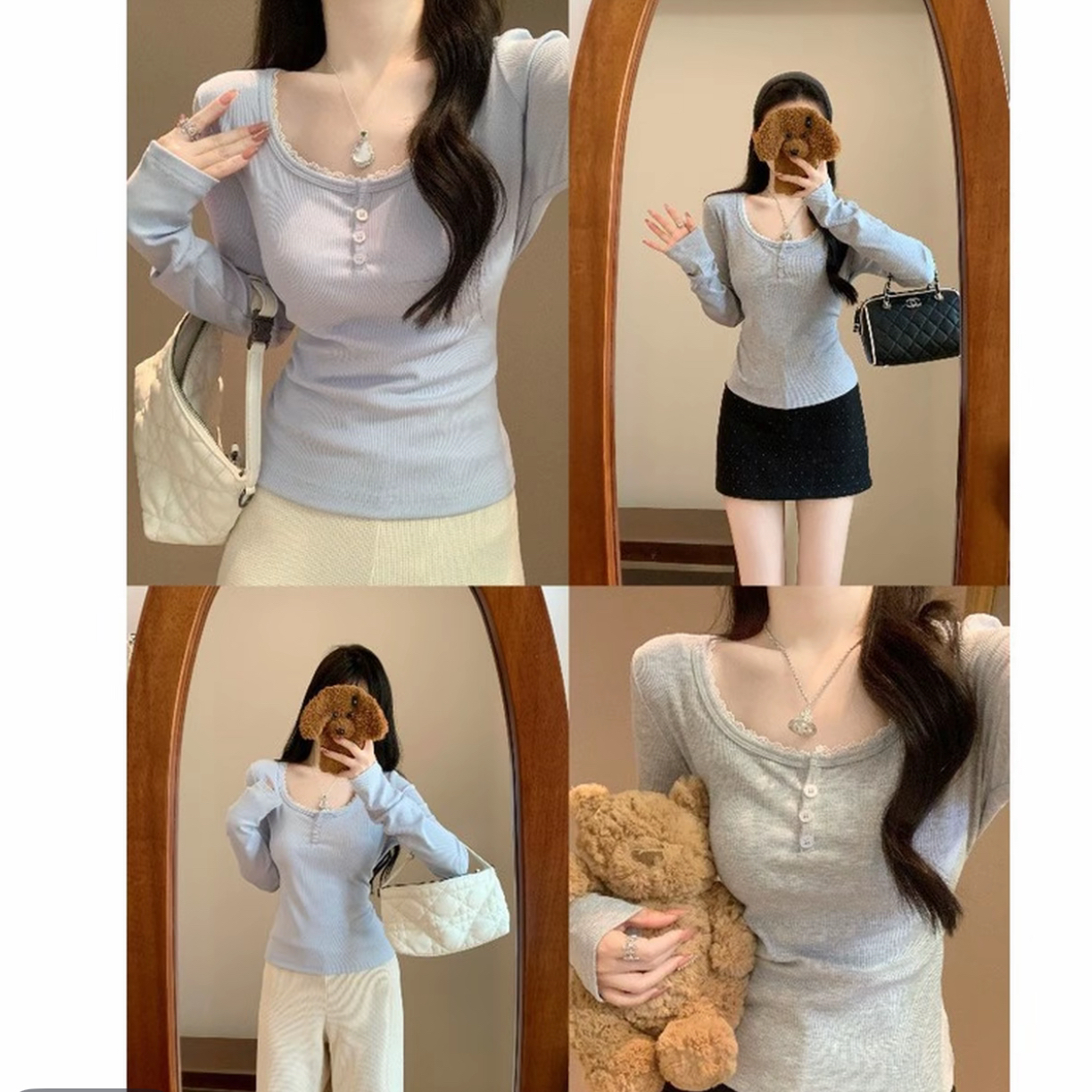 E1/9/6026蕾丝边针织打底