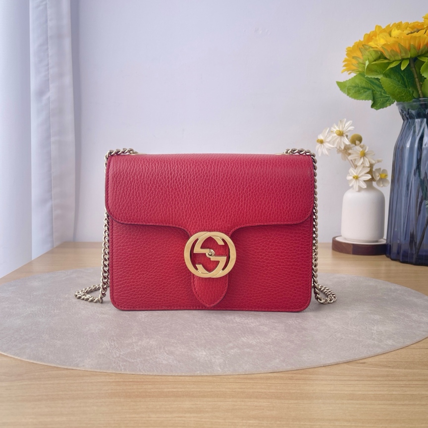 95新 GUCCI/古驰 红色风琴/单肩包/1818