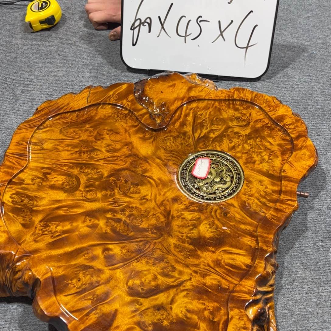 二***海黄金樟茶盘整块实木