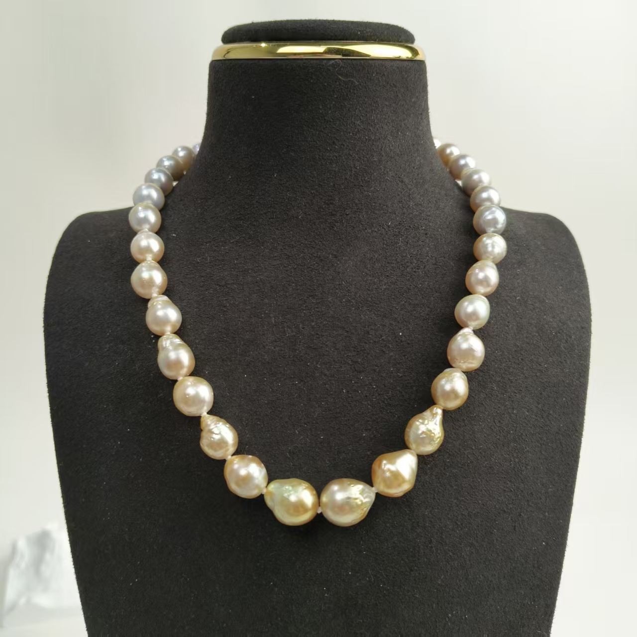 【南洋洒金-乔森】海水金珠巴洛克满串 8-12mm（多样性发一）