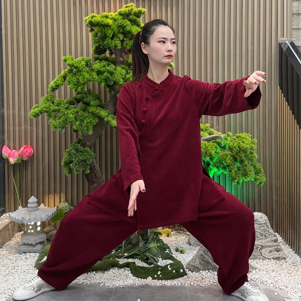 女款单件上衣新款雪尼尔上衣斜襟太极服太极拳练功服