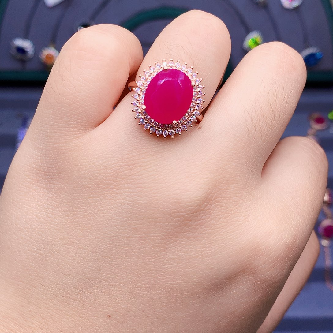 红宝石戒指银S925镶嵌