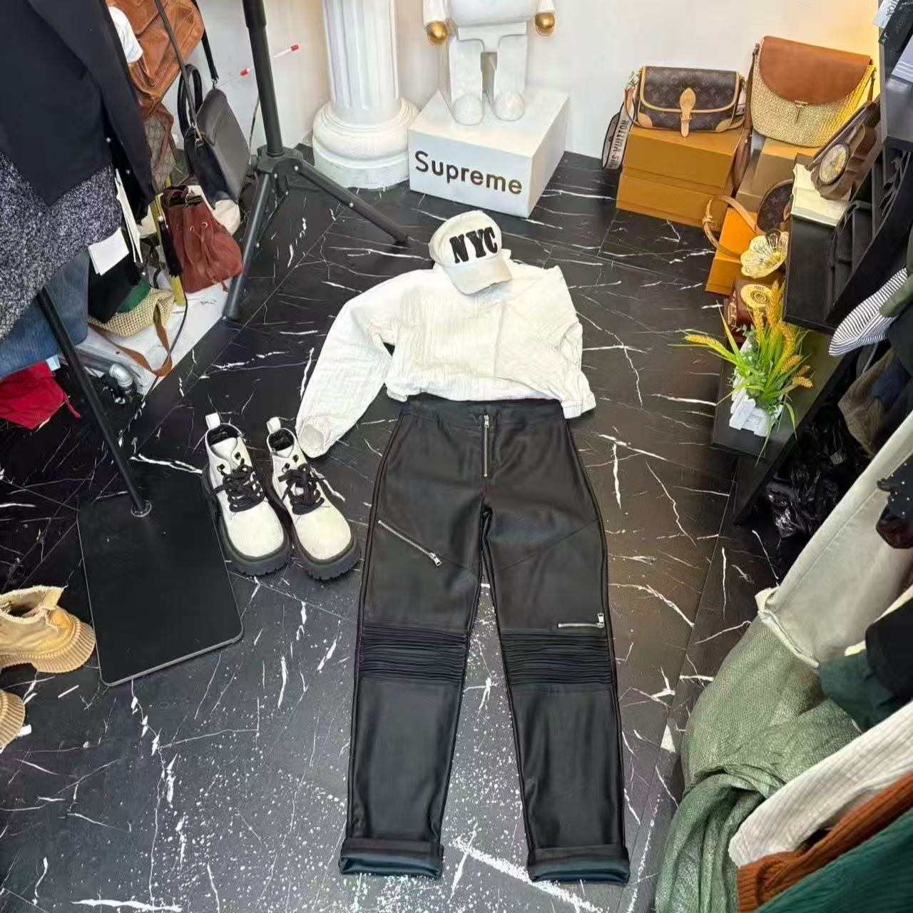 D25 122922 韩系新款高腰皮裤