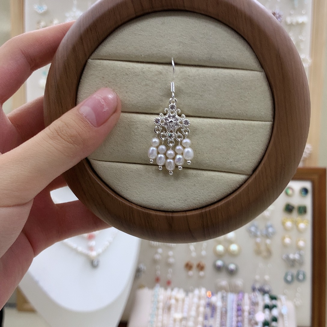 淡水珍珠耳饰银S925镶嵌