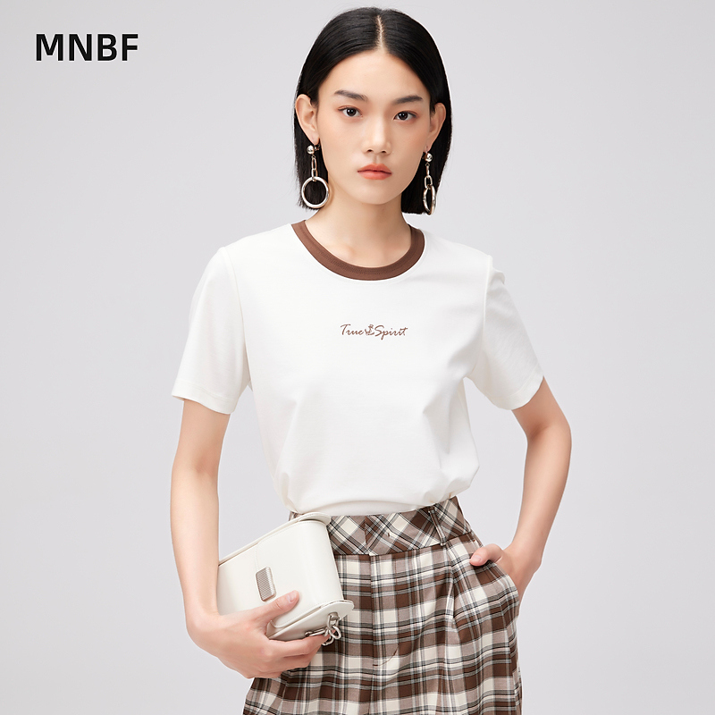 【白姐专属】曼诺比菲简约修身显瘦短袖T恤上衣MFBT123275