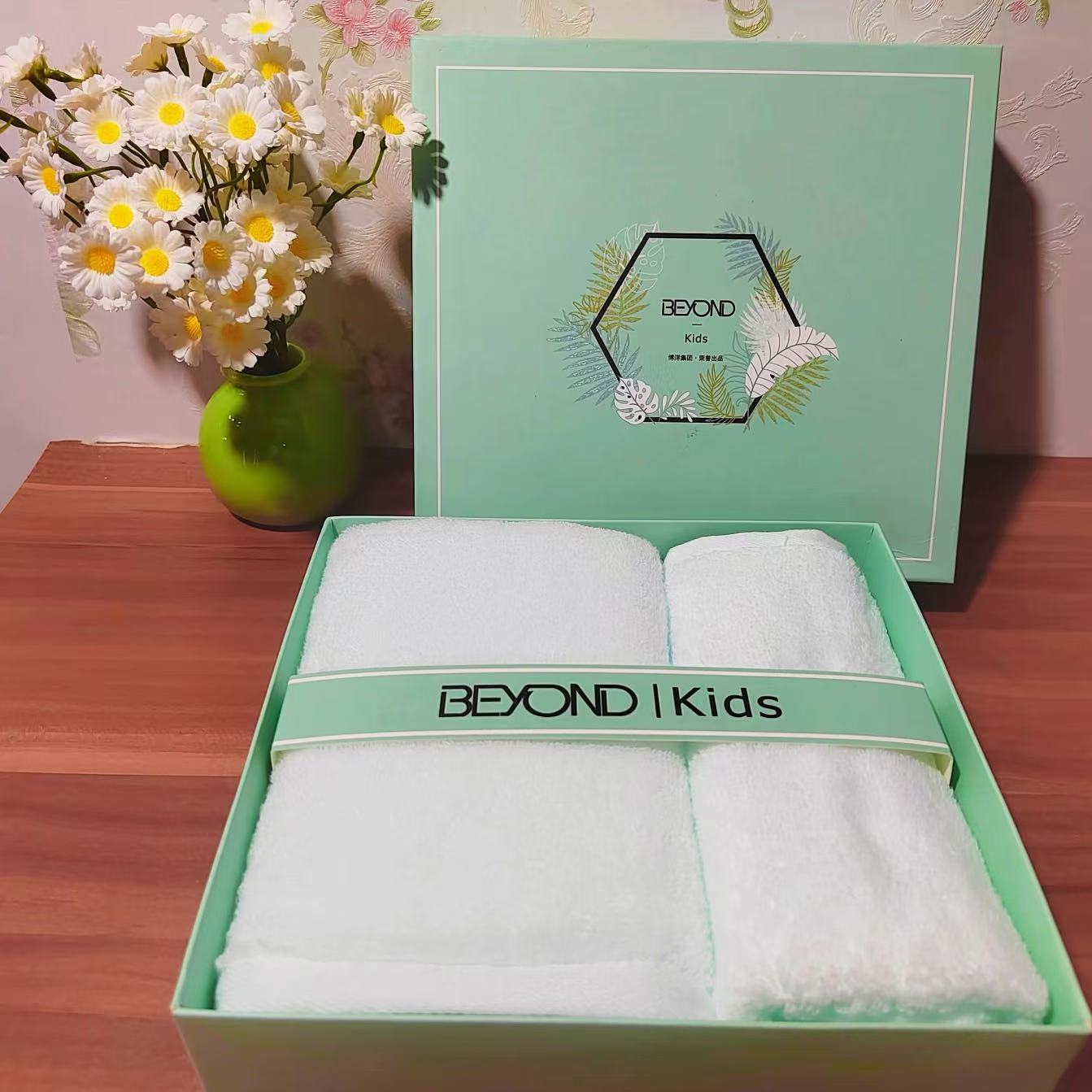 礼盒装方巾毛巾两件套方面套装蓝色两件套吸水家用毛巾