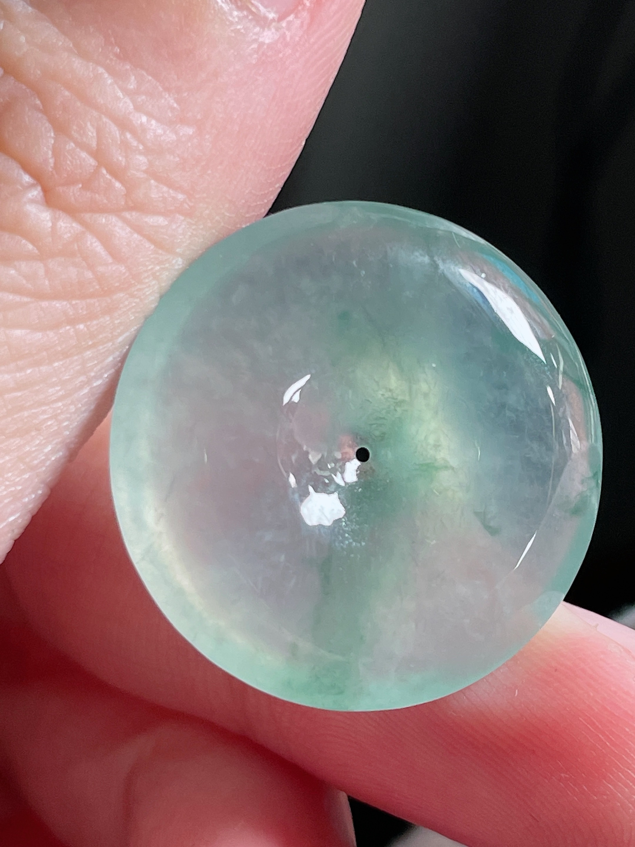 天然缅甸翡翠A货飘花平安扣，尺寸22.3*5