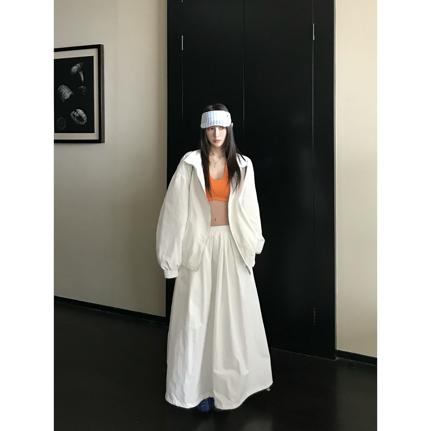 SKKSkk Store 巴家同款 设计感小立领夹克外套工装半身裙套装女