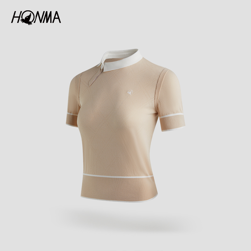 【专业高尔夫】HONMA女士短袖POLO针织舒适斜领线条设计HWLC707R609