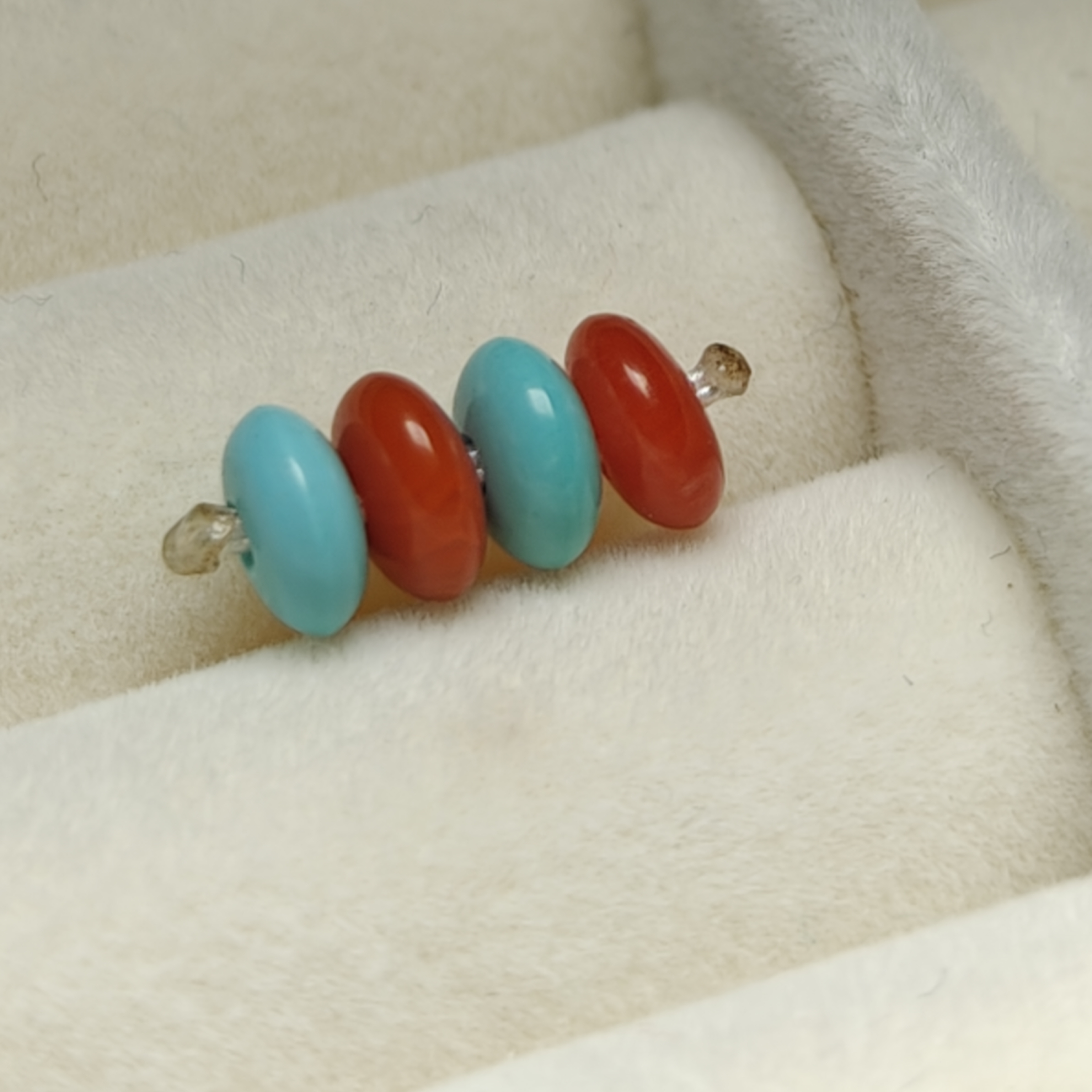 原矿绿松石隔片一对