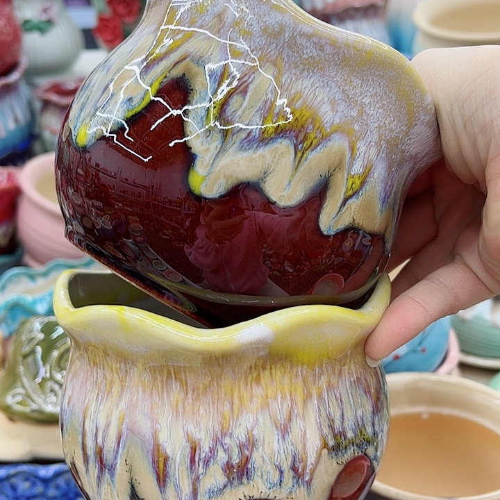 多肉绿植陶瓷花盆9.9包邮，有孔