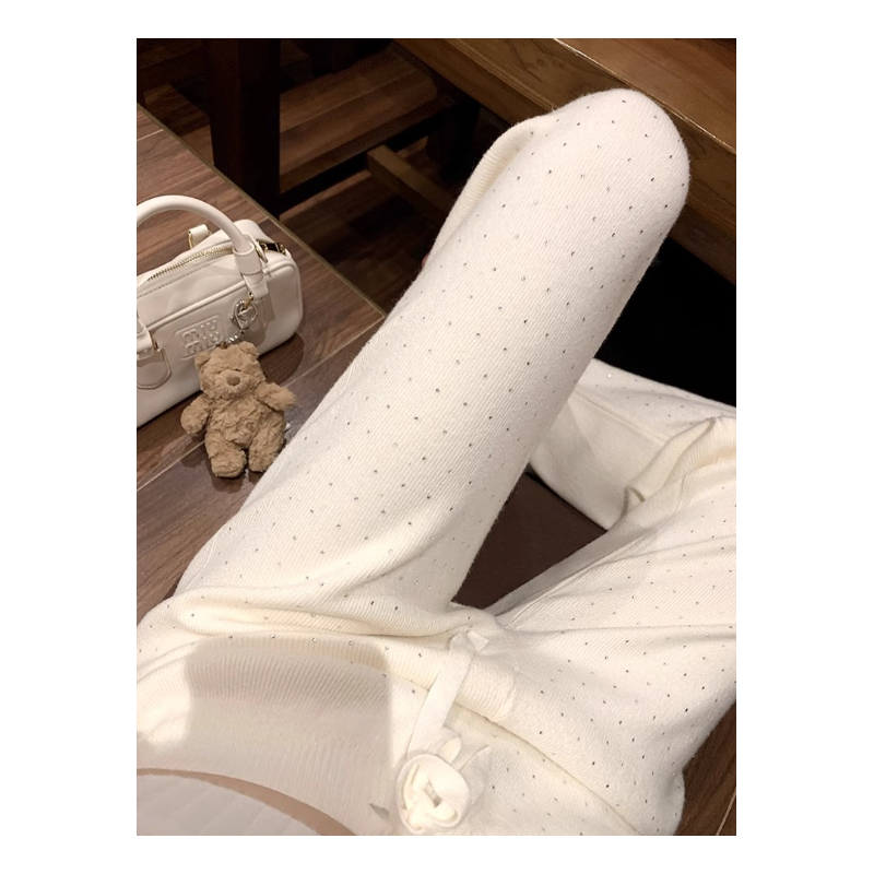 S慵懒烫钻裤子女钻钻针织宽松慵懒百搭阔腿裤860