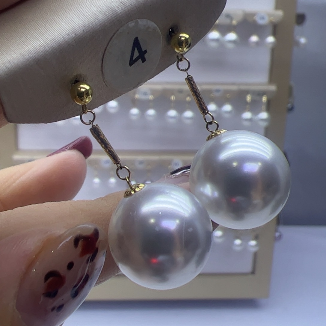 淡水珍珠耳饰18K金镶嵌