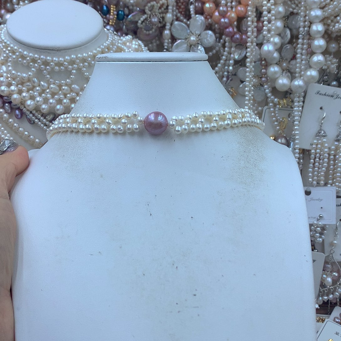 我***们淡水珍珠耳饰银S925镶嵌