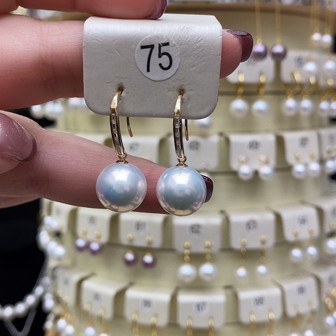 淡水珍珠耳饰18K金镶嵌
