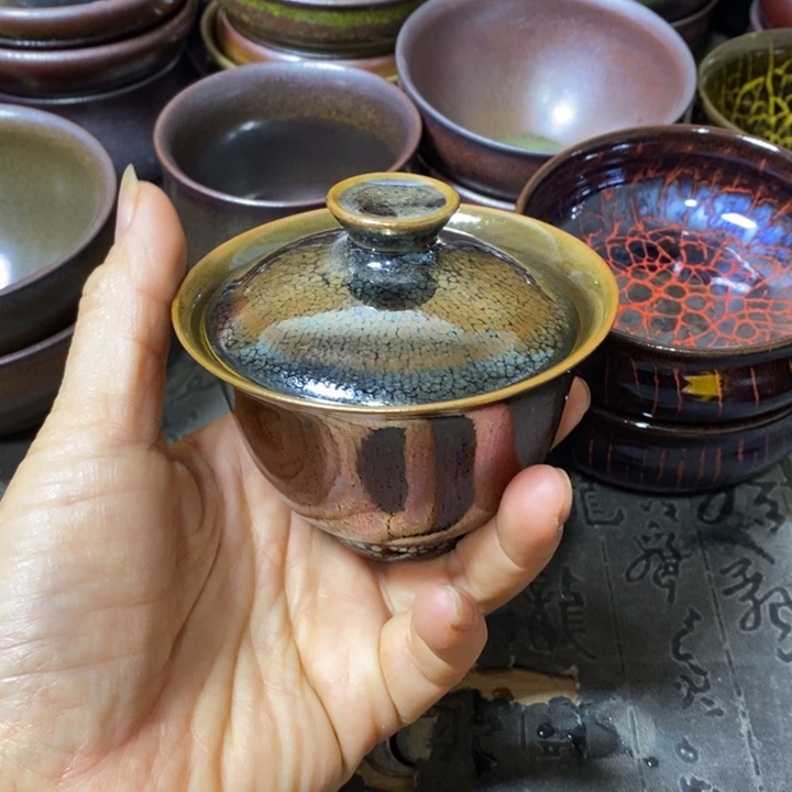 -***-茶盏建阳建盏微瑕盖碗