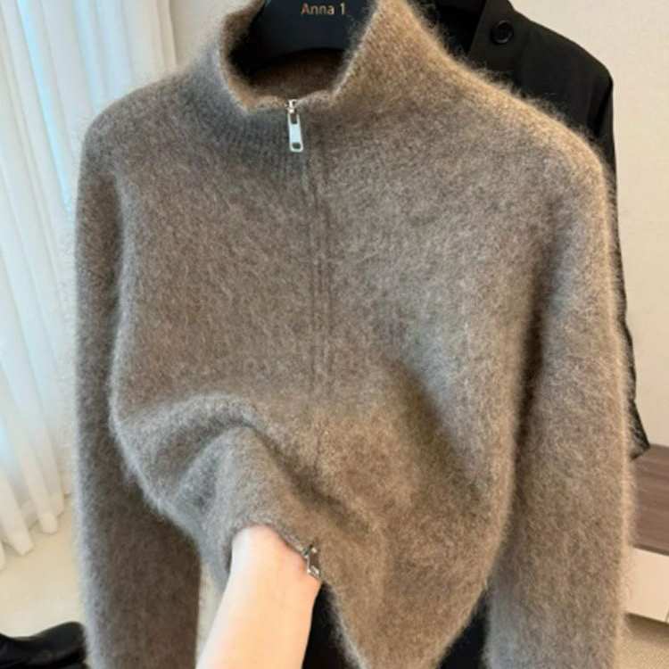 美拉德咖色针织开衫外套女秋冬外穿宽松软糯