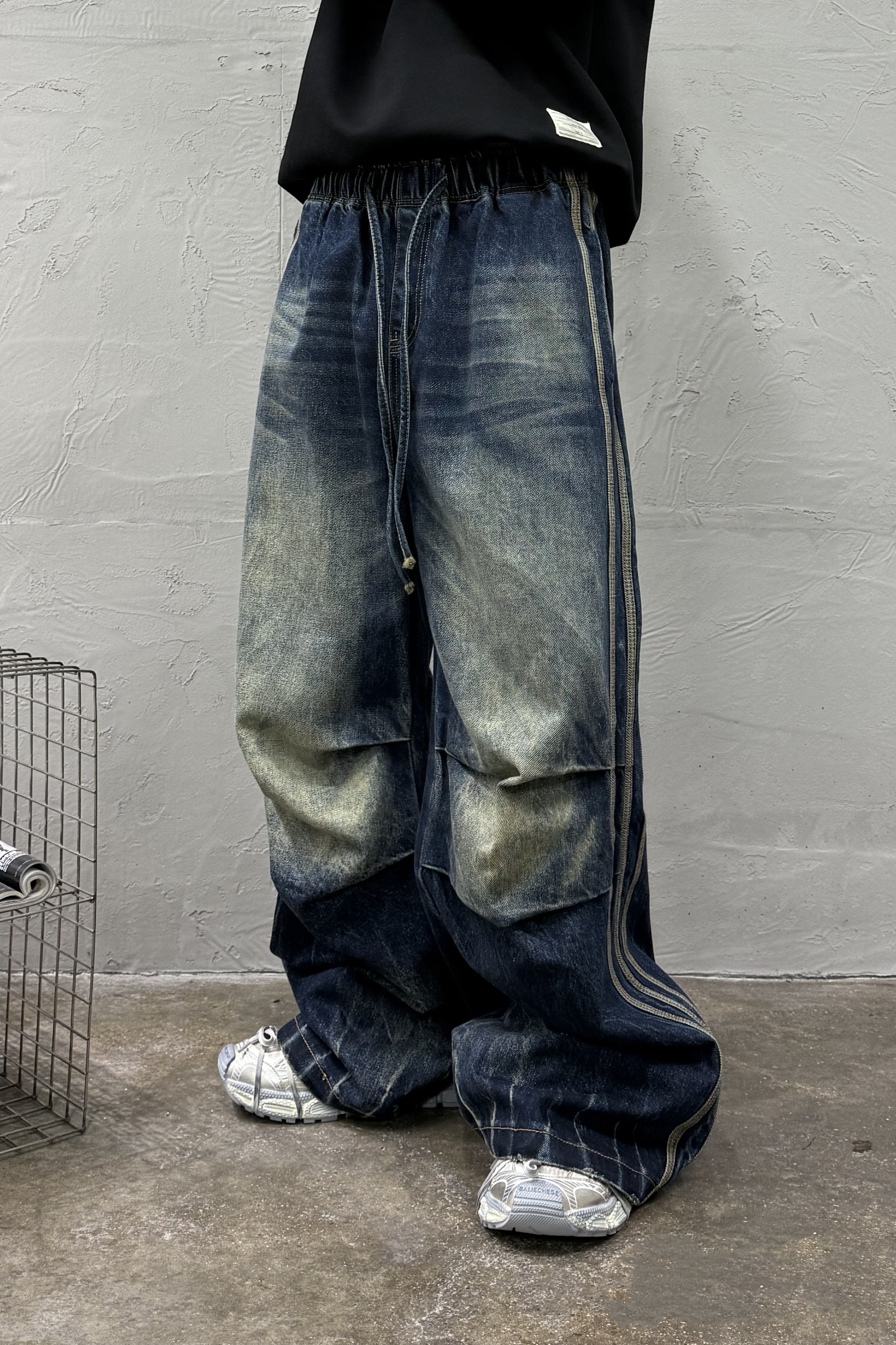 裤子直筒牛仔裤美式宽松长裤秋冬阔腿裤中腰潮流秋季韩版男390063