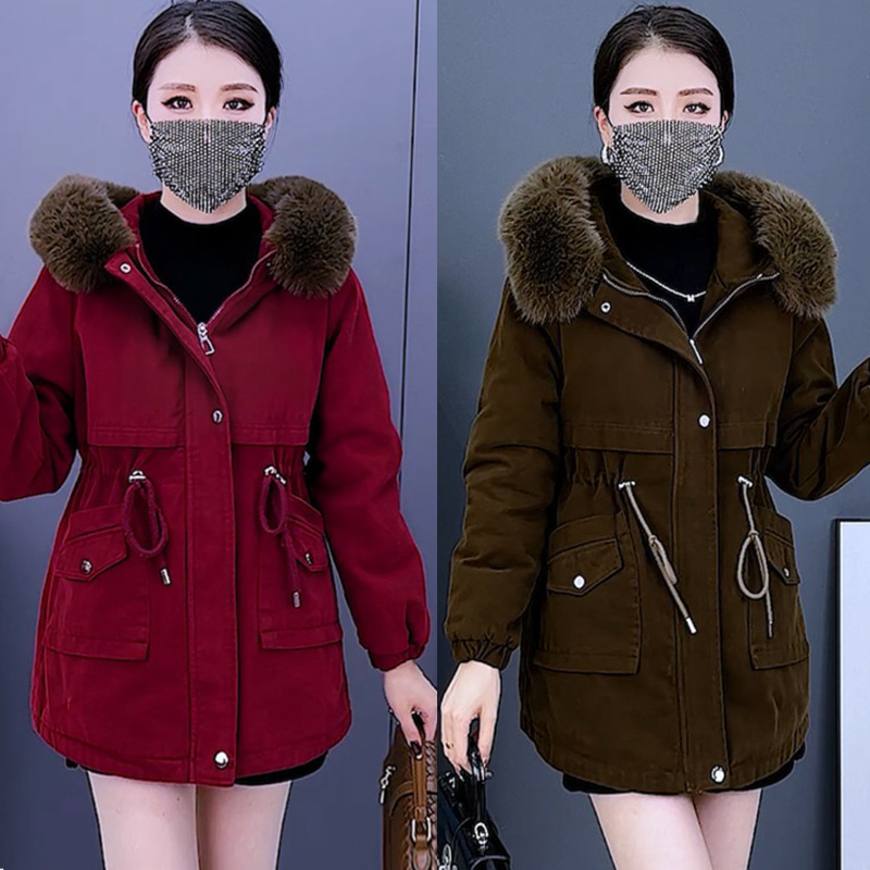 中长款派克棉服女冬季加绒加厚加荣宽松保暖棉服外套中年妈妈装