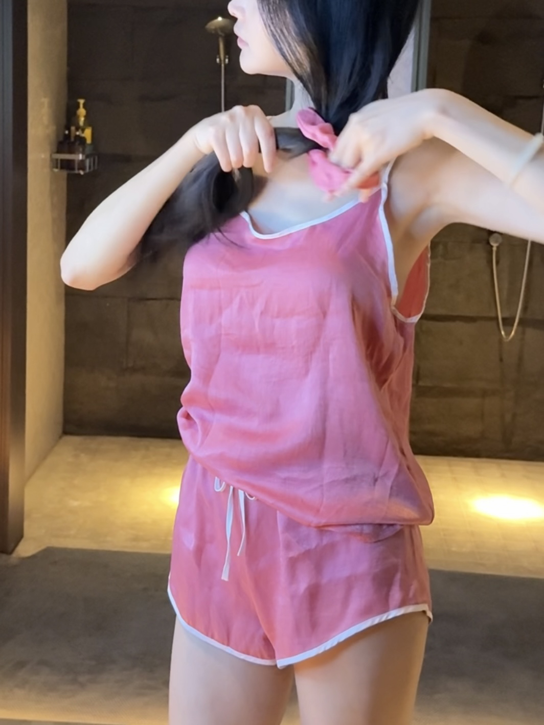 〈甜梦〉运动风纯欲吊带短裤家居服6件套