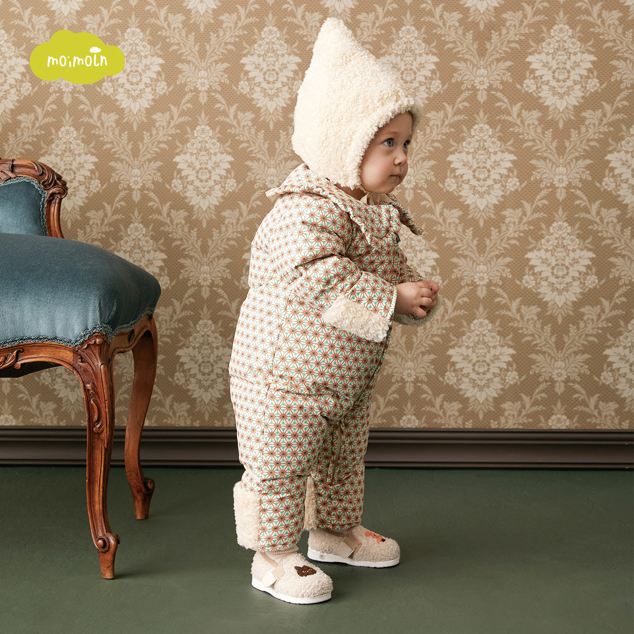 moimoln小云朵童装冬季新款新生儿长袖加厚连体衣婴儿羽绒爬服