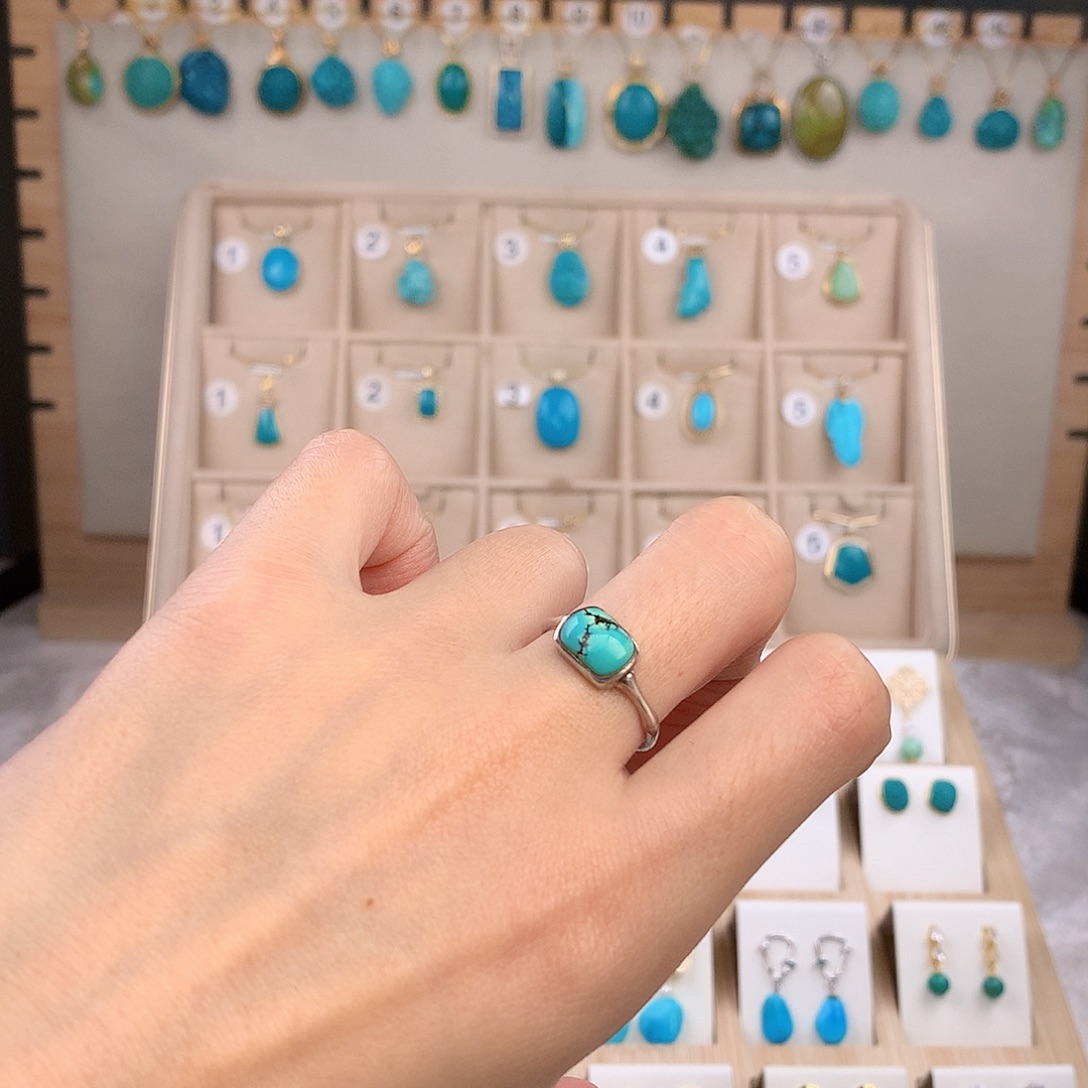 绿松石银S925镶嵌戒指