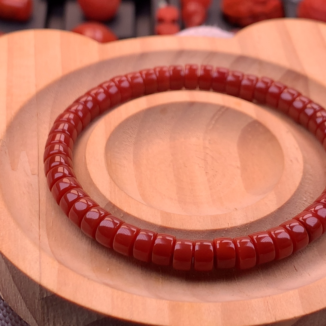 南红玛瑙未镶嵌天然南红瓦西原矿高品牛血红药片单圈6mm