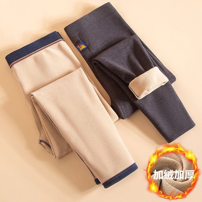 冬季男士驼绒保暖裤加绒加厚保暖裤中老年防寒高腰打底裤秋裤棉裤