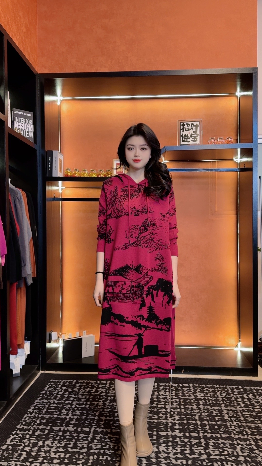 056 DD秋冬新款气质时尚显瘦百搭大码洋气毛针织连衣裙