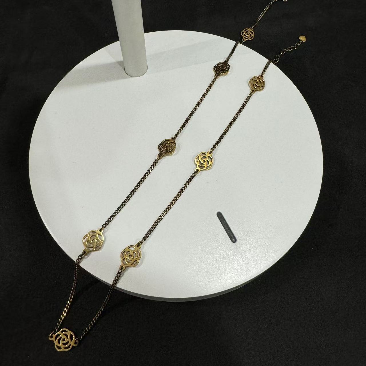 【足金999玫瑰花项链*手链】黑金项链#精品黑金工艺#轻奢时尚百搭