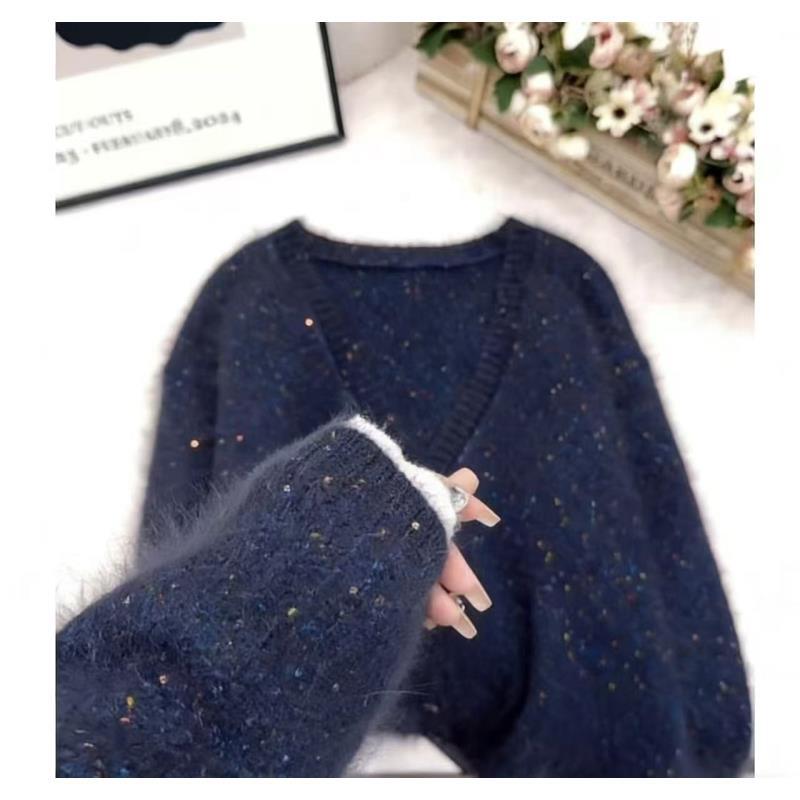 【璀璨星河】韩系慵懒风羊毛开衫女士百搭显瘦浣熊绒外套邱邱1118