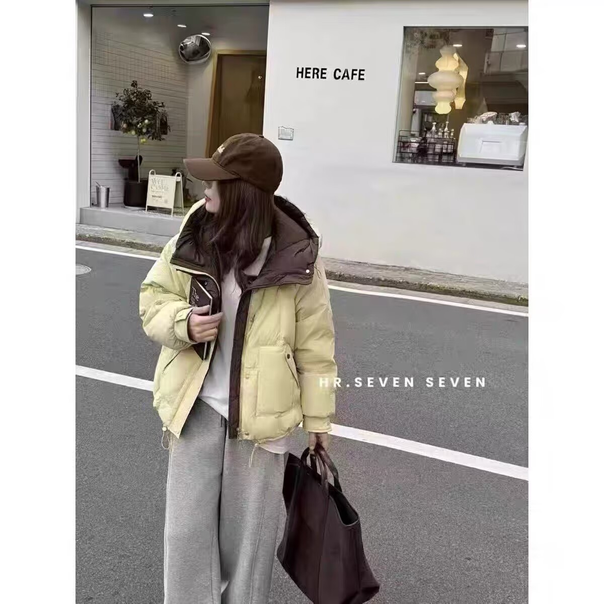 石墨烯短款拼色休闲连帽冬季保暖显瘦棉服外套F007