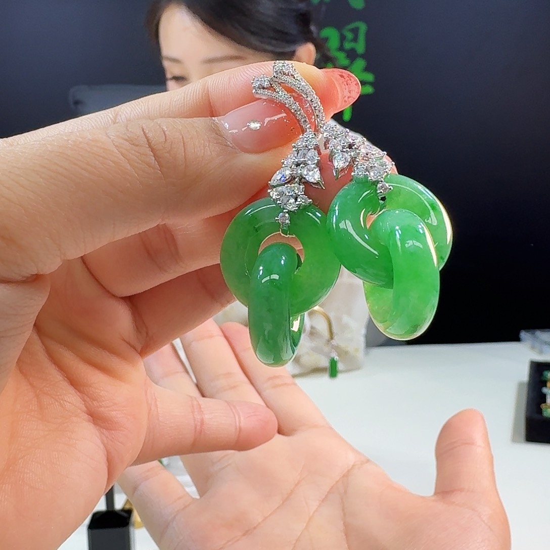 翡翠耳饰18K金镶嵌18k镶嵌