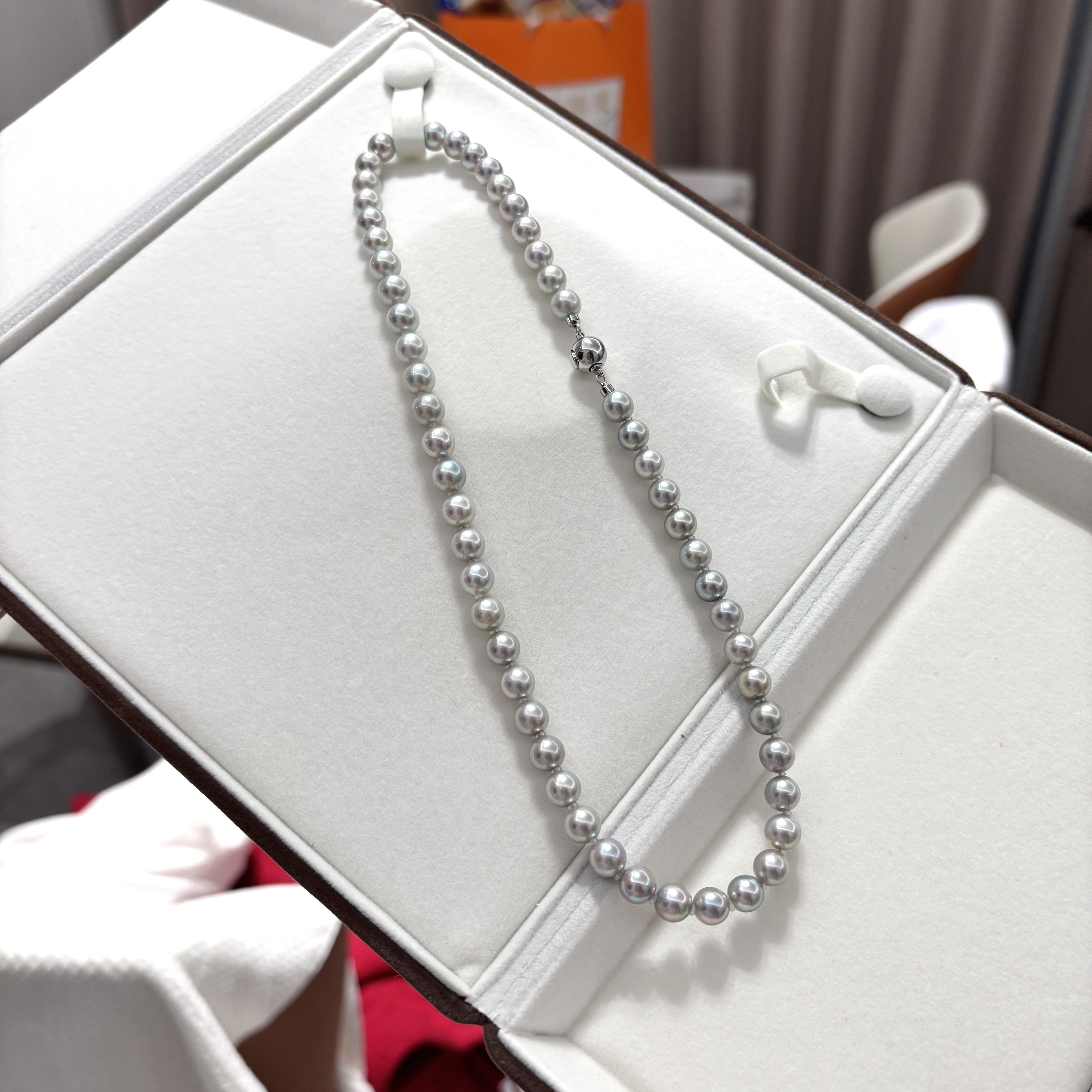 【特惠】欧若风珠宝7-8mm真多麻海水珍珠项链S925银