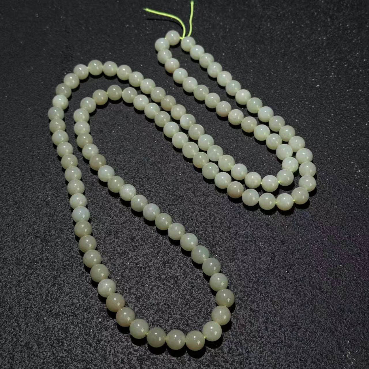 青黄口和田玉珠链D053136-多样性发其一