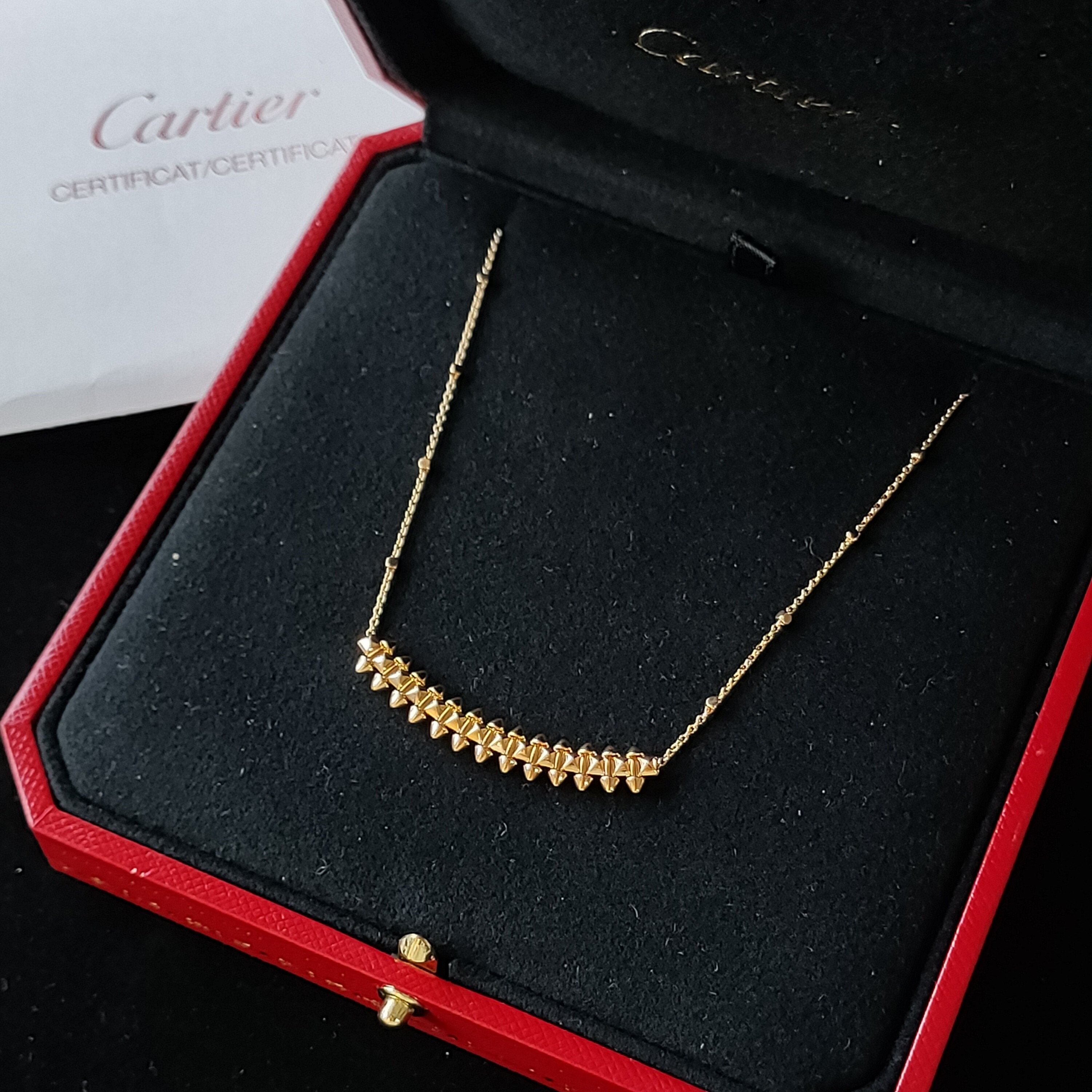95新 Cartier/卡地亚 Azul-23年750玫瑰金clash小号项链49328