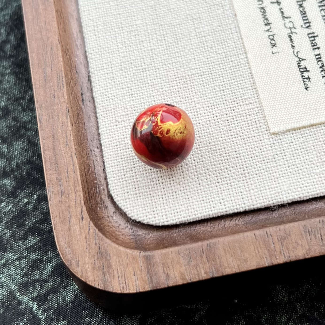 大漆鎏金单珠黑红鎏金天然树漆配色diy文玩配件哪吒配色