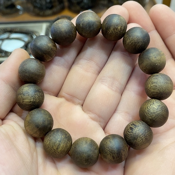 沉香手串奇楠佛珠单圈15毫米花香蜜香