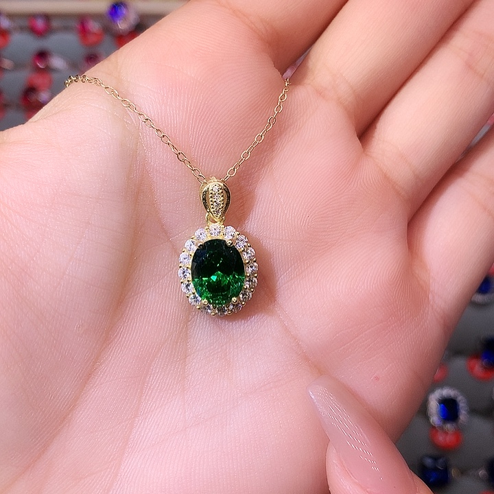 透辉石吊坠银S925镶嵌