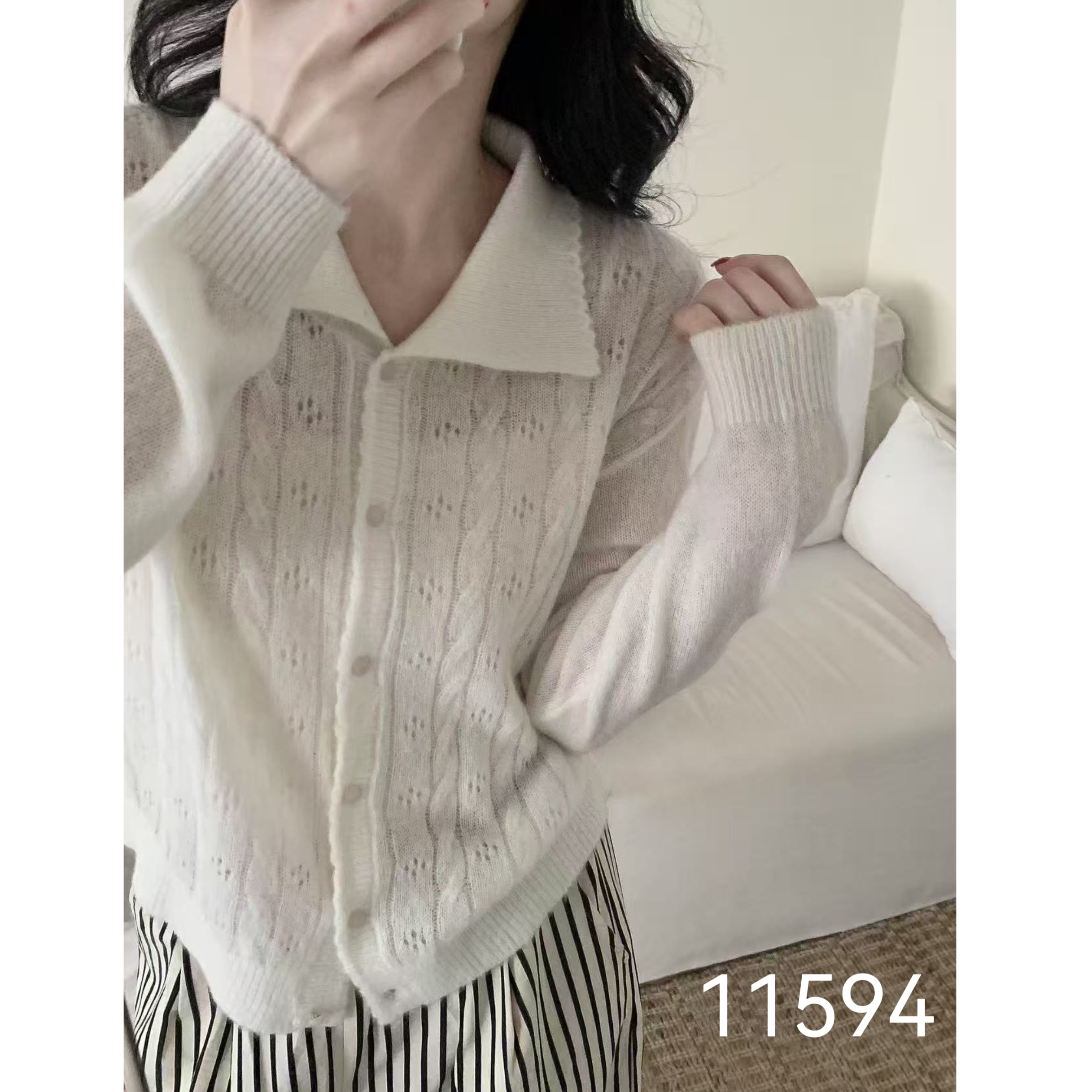 11594（部分无水洗唛，介意慎拍） WANGDAN新款翻领针织开衫