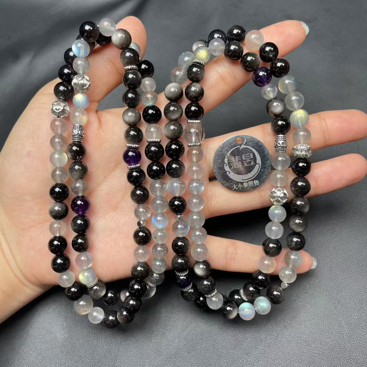 39129T31-4N16-银耀石珠链颈饰/约8+/约68颗-多样性发其一