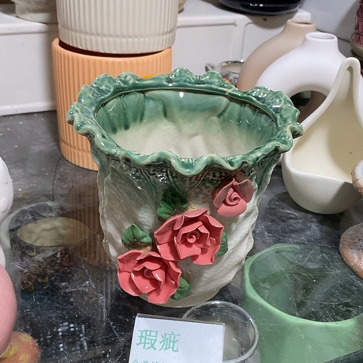紫砂花盆瑕疵花盆有孔