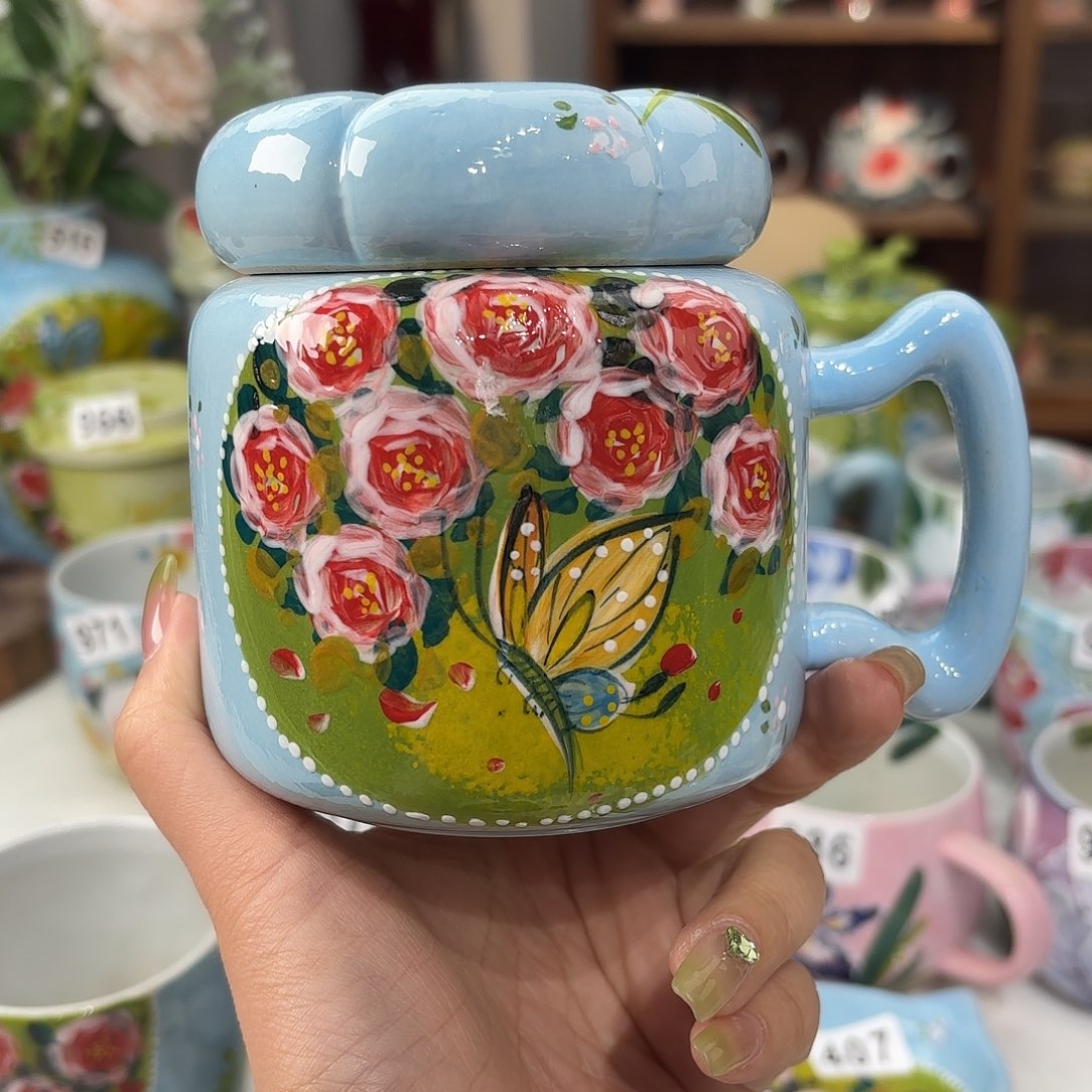 瓷片景德镇手绘高温釉下彩陶瓷茶具