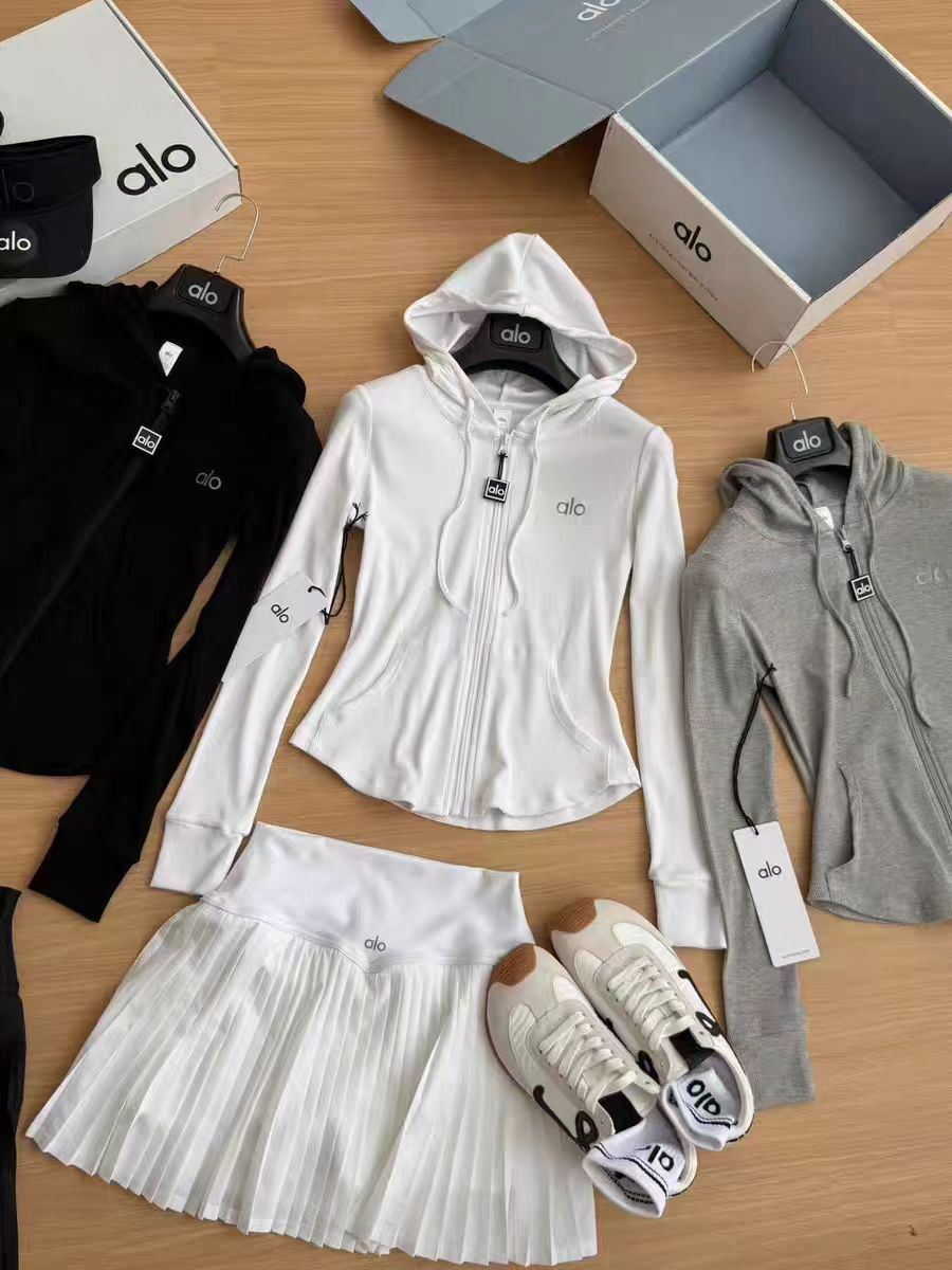 【原版面料+运费险】alo简约运动休闲连帽外套修身显瘦户外速干开衫