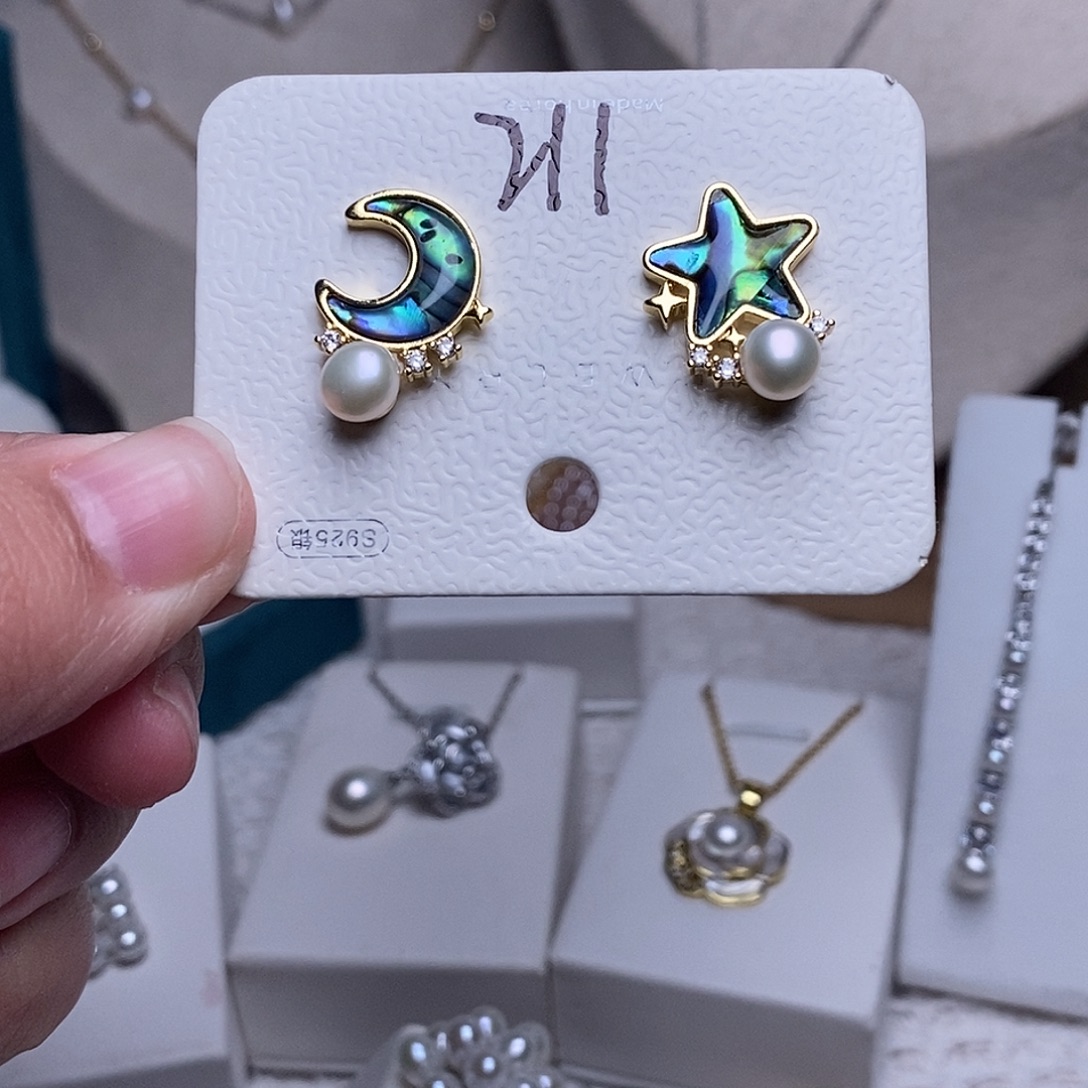 淡水珍珠耳饰银S925镶嵌