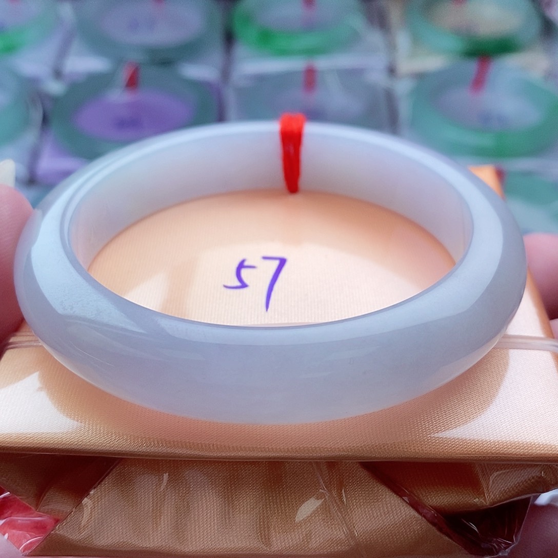 翡翠手镯未镶嵌紫罗兰冰润冰胶细腻果冻底