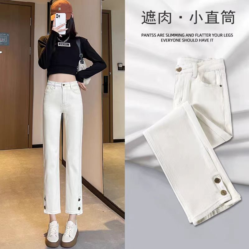 6325高腰弹力休闲九分烟管直筒裤显瘦百搭