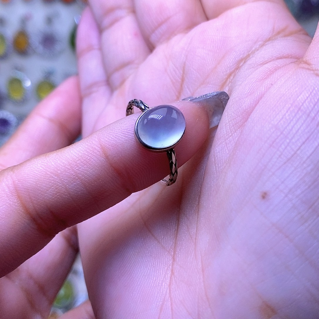 岫玉银S925镶嵌戒指